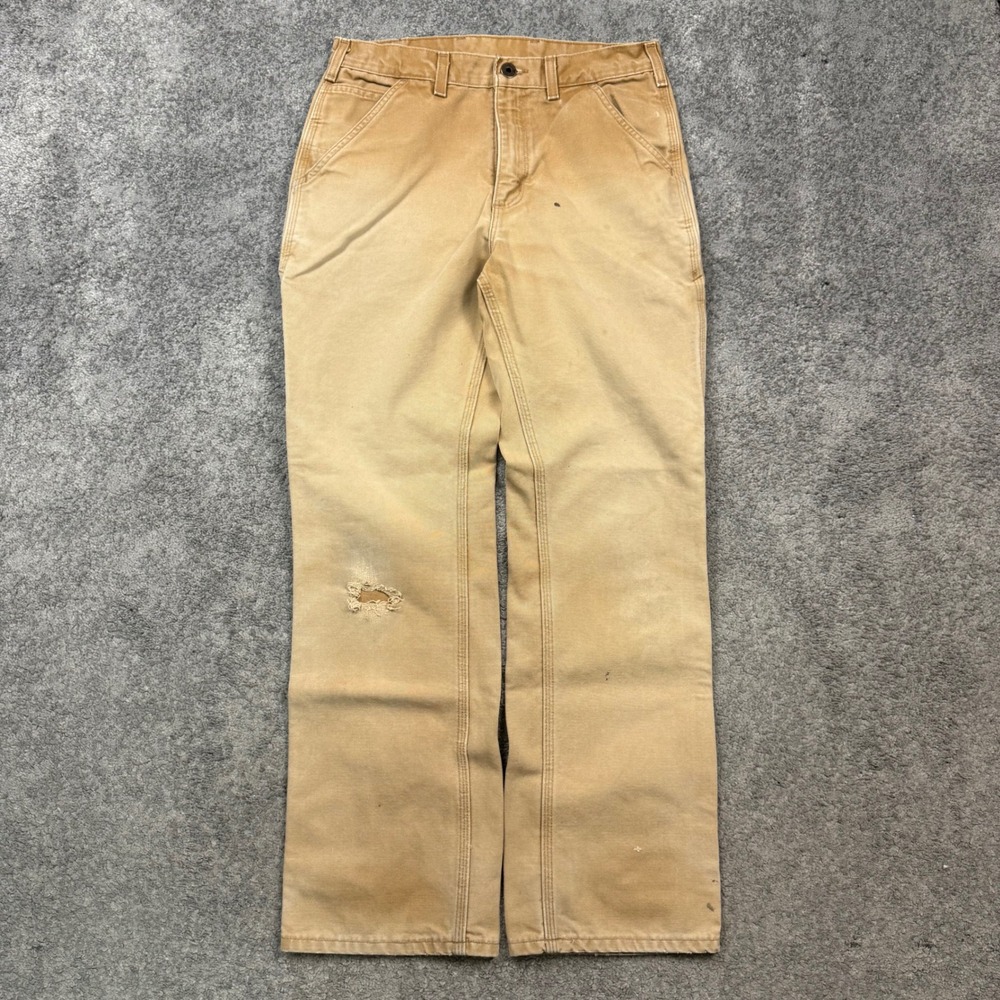 Carhartt Dungaree Fit Work Pants Tan Brown 30x32 Distressed Vintage EB011 BRN